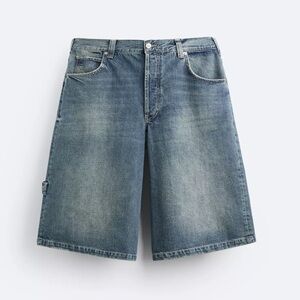 Zara WASHED VINTAGE EFFECT DENIM SHORTS